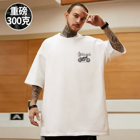 300克重磅oversize美式复古潮牌胖子男装大码宽松短袖T恤重磅半袖商品大图