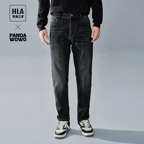 HLA/海澜之家panda wowo熊猫牛仔裤秋季季新款舒适五袋款长裤子男图片