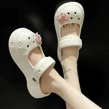 玛丽珍洞洞鞋女夏季可爱厚底外穿增高EVA防滑包头两穿沙滩凉拖鞋商品大图