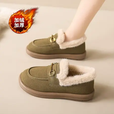 老北京布鞋女加绒加厚棉鞋一脚蹬外穿孕妇鞋舒适软底休闲鞋子冬季商品大图