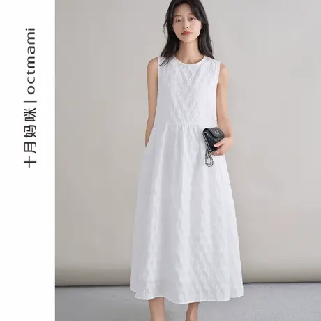 十月妈咪孕妇连衣裙2025新款夏季薄款外穿怀孕宽松遮肚无袖裙夏装图片