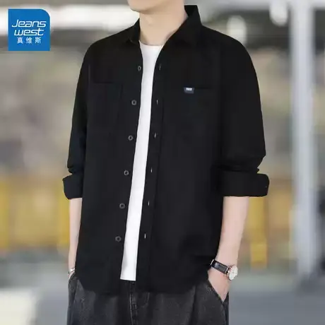 GR真维斯长袖衬衫男2025新款春秋季休闲时尚潮流港风外套上衣衬衣商品大图