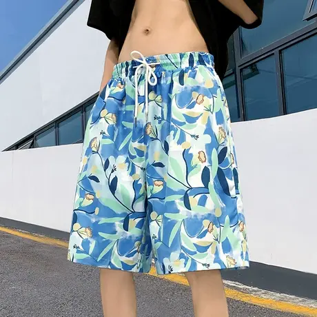 沙滩裤男夏季薄款花短裤宽松睡裤休闲五分泳裤速干可下水大裤衩潮商品大图