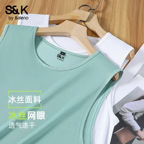 班尼路S&K系列简约纯色背心男2025夏季冰丝薄款速干运动无袖t恤A图片