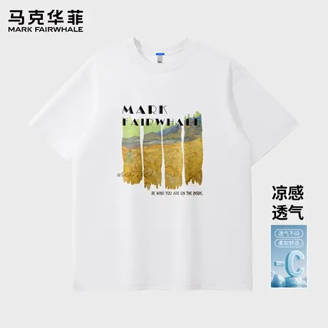 马克华菲短袖男士夏季薄款2025新款宽松透气凉感上衣男款休闲t恤X图片