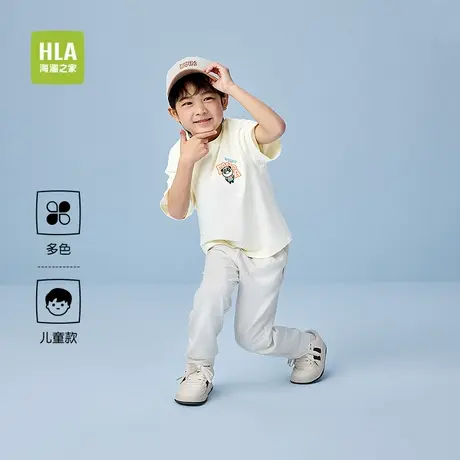 HLA/海澜之家panda wowo熊猫短袖T恤25春夏新透气上衣男童女童图片