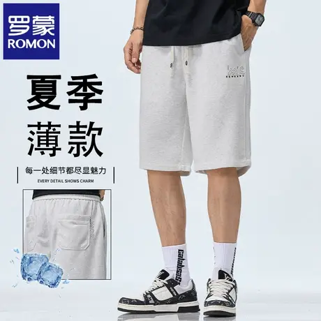 罗蒙夏季薄款潮牌休闲短裤男松紧腰直筒运动中裤宽松五分卫裤N2Z商品大图