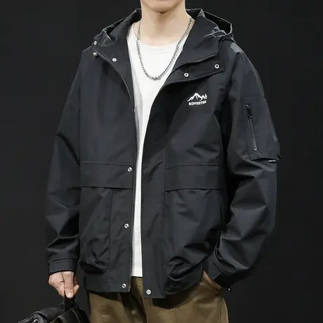 夹克男外套春秋潮牌男装连帽工装大码男款上衣男士冲锋衣2023新款图片