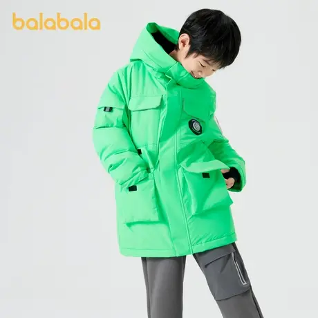 巴拉巴拉羽绒服男中大童冬装新款时尚保暖连帽工装潮酷羽绒外套图片