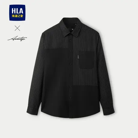 HLA/海澜之家轻商务时尚系列长袖衬衫2024秋季新款条纹个性上衣男商品大图