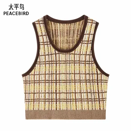 【商场同款】太平鸟25春秋季新款女士条纹撞色针织背心A1EEF1112商品大图