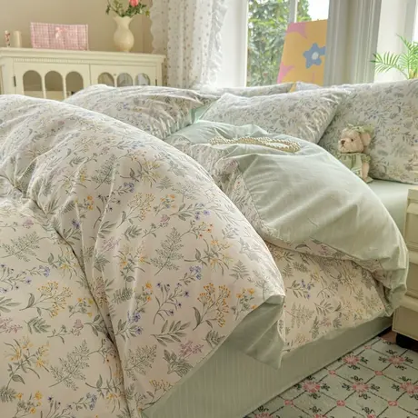 恒源祥全棉印花四件套四季通用纯棉床单被套单双人家用床品件套商品大图