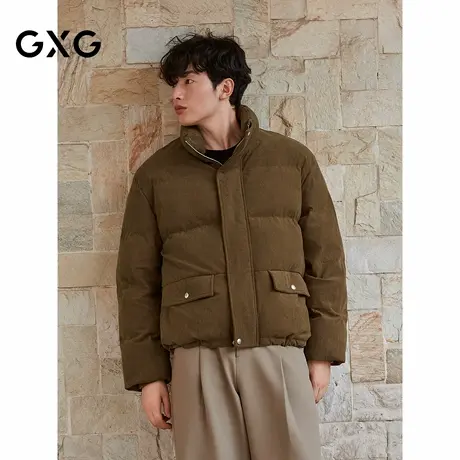 GXG男装 棕咖色灯芯绒肌理立领棉服休闲夹克外套 25年冬季新品商品大图