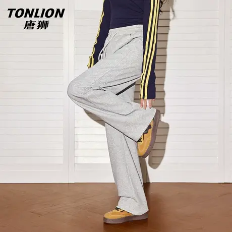 唐狮灰色运动裤女2026新款秋冬季小个子薄款宽松显瘦休闲直筒裤VB图片