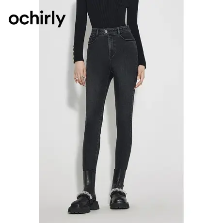 【直播闪降】欧时力高腰小脚牛仔长裤新款春铅笔裤修身显瘦复古图片