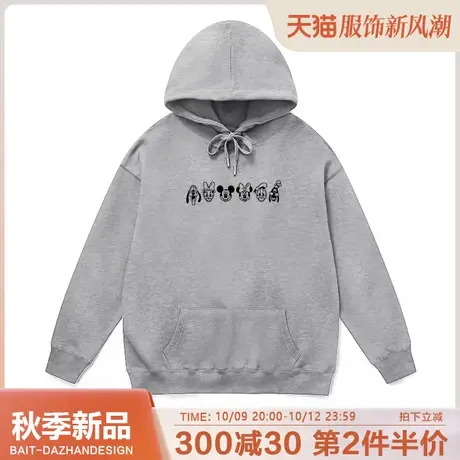 大版遮屁股加绒连帽卫衣卡通米奇2023冬新款简约休闲宽松帽衫潮牌商品大图