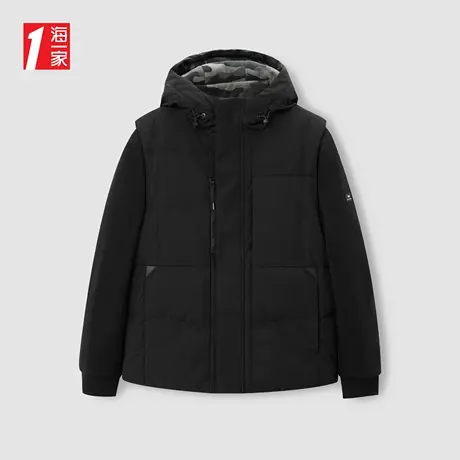 海一家连帽马甲两件套青春休闲活力一衣多穿保暖男士羽绒服图片