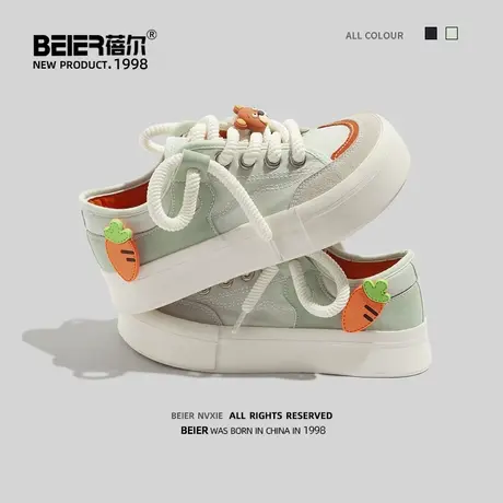 蓓尔原创潮流日系丑萌大头鞋厚底可爱小众面包鞋百搭休闲运动板鞋商品大图