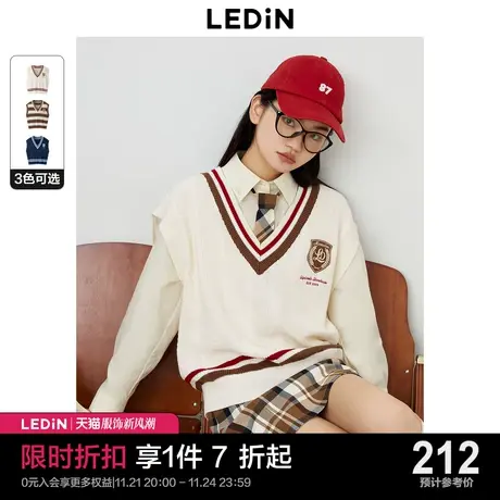 乐町新品学院风针织背心女2023秋季新款女装宽松多色叠穿上衣马甲商品大图