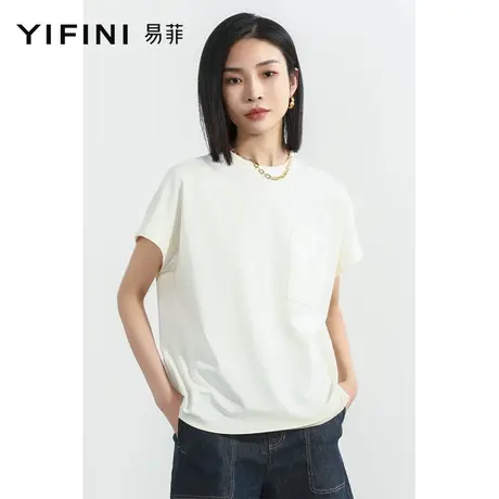 Yifini/易菲宽松时尚休闲短袖圆领T恤女夏季新款时尚针织上衣图片