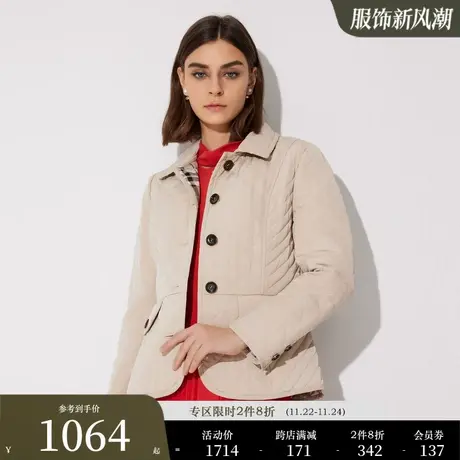 Scofield女装秋季新品简约轻薄菱格舒适短款衬衫休闲舒适棉服外套商品大图