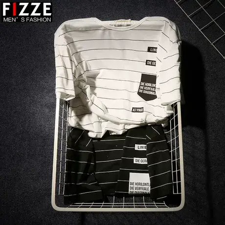 短袖t恤男士夏季修身半袖韩版日系潮男装圆领体恤潮男夏天上衣服商品大图