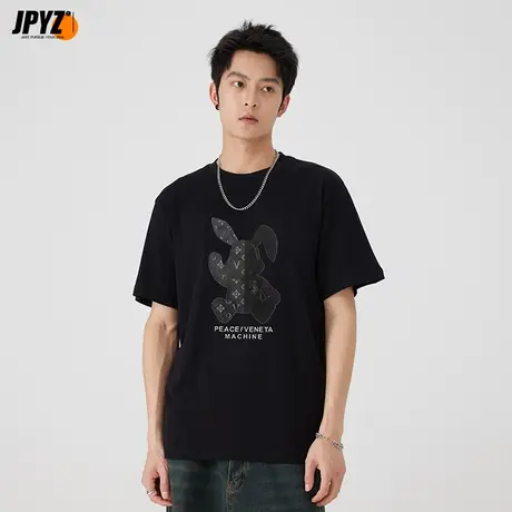 重磅纯棉温变印花短袖t恤男夏季新款潮宽松男生男款半袖体恤上衣商品大图