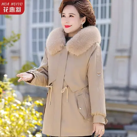 妈妈冬装外套洋气加绒棉服2022新款中老年女装冬季加厚棉袄派克服图片