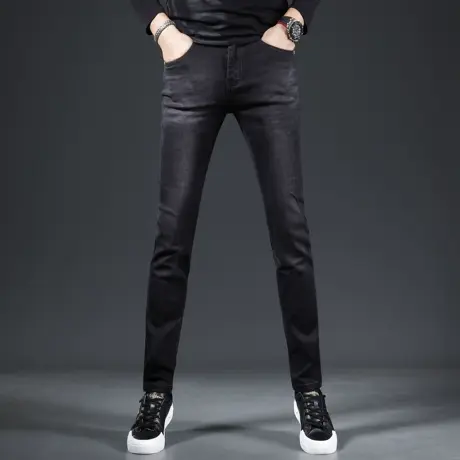 高端黑色牛仔裤男款修身小脚2023新款潮牌弹力休闲男士牛仔裤秋季商品大图