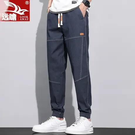 夏天牛仔裤男夏季薄款2023新款男士休闲男裤宽松工装束脚九分裤子商品大图