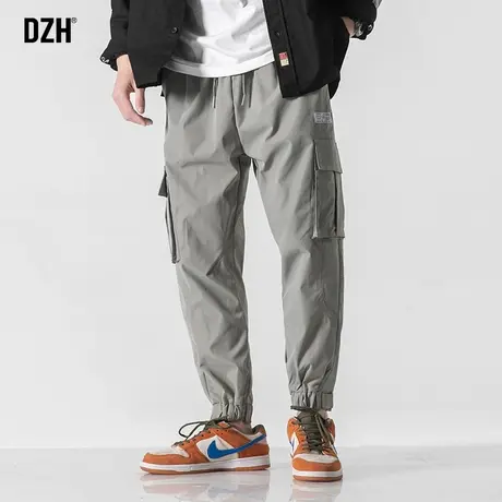 男生灰绿色工装裤男宽松束脚潮牌裤子春夏2023新款休闲裤百搭长裤图片