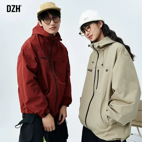 情侣工装机能冲锋衣男春秋高级感2024新款防风连帽夹克外套情侣装商品大图