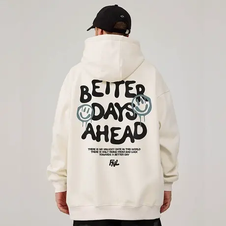 加肥加大码连帽美式重磅复古胖子男装字母宽松做旧卫衣春季款外套商品大图