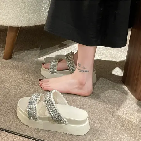 仙女风厚底水钻凉拖鞋女夏外穿2024新款时尚洋气防滑网红爆款凉鞋商品大图