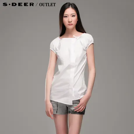 【上新】sdeer圣迪奥女风琴褶斜襟衬衫S13280462图片