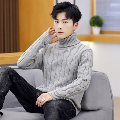 针织衫男士高领毛衣男修身加厚冬季韩版学生长袖学院风秋冬毛线衫商品大图