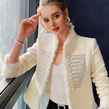 【直播】粉红大布娃娃气质设计感时尚ins风小香外套图片