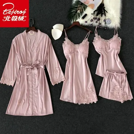 性感睡衣四件套女夏薄款冰丝吊带睡裙家居服夏天可外穿带胸垫春秋商品大图