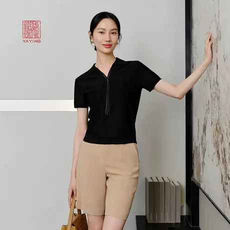 EP雅莹高端系列 桑蚕丝肌理弹力短袖针织衫 2023新款9513A商品大图