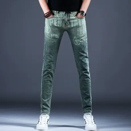 复古做旧美式高街牛仔裤男款小脚修身裤子潮流男士2024新款春秋季商品大图