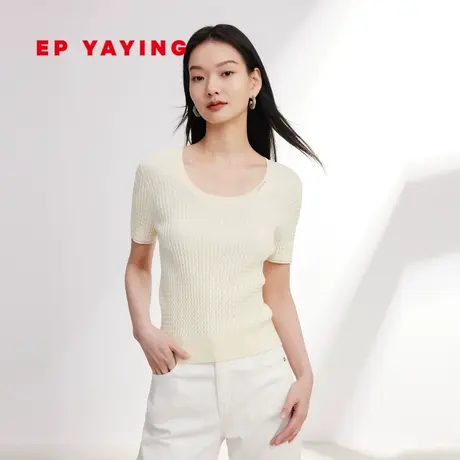 EP YAYING雅莹女装 棉醋酸立体肌理感针织衫 2024春装新款9512A图片