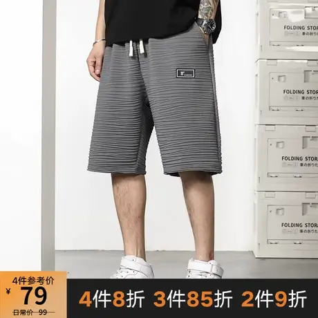 GxxH大码男装2023夏季美式冰丝短裤男时尚运动休闲速干冰丝五分裤商品大图