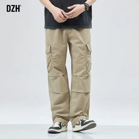 男士卡其色裤子男直筒工装裤男款春季纯棉男裤2024新款阔腿休闲裤商品大图