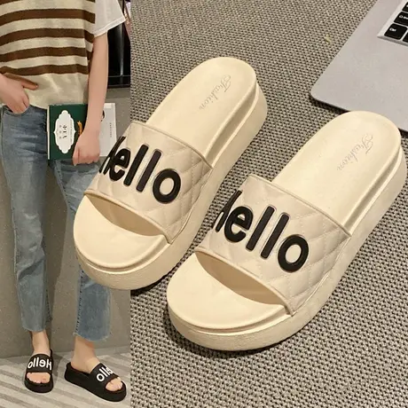 拖鞋女夏季外穿2024新款厚底海边时尚沙滩鞋居家休闲法式百搭凉拖商品大图