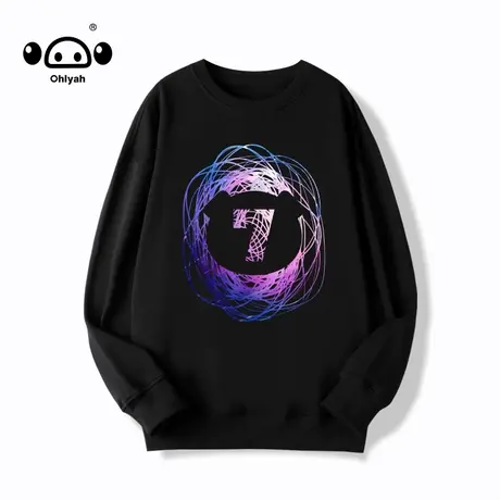 潮牌春秋chic卫衣女潮星空边线涂鸦小猪镂空7慵懒风oversize上衣商品大图