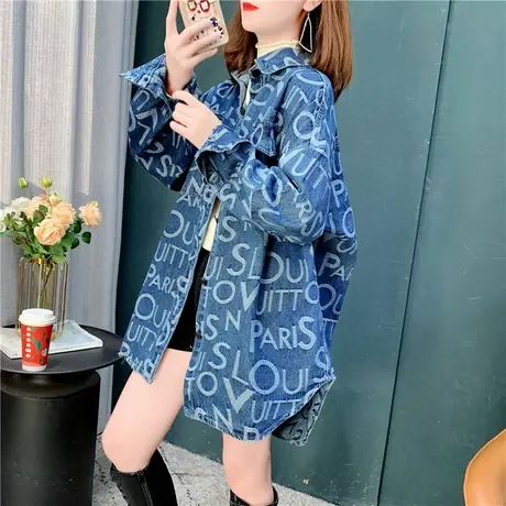 2021年新款复古牛仔衬衫女秋冬设计感小众外穿上衣宽松洋气衬衣潮商品大图
