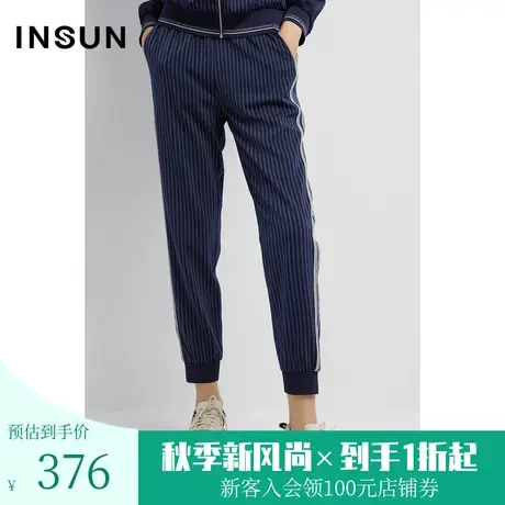 恩裳2023早春新品潮流条纹元素百搭舒适宽松显瘦休闲裤女图片