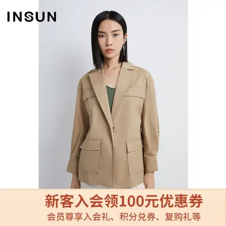 恩裳商场同款棉质短外套女秋腰带高级设计感小众通勤直筒长袖外套商品大图