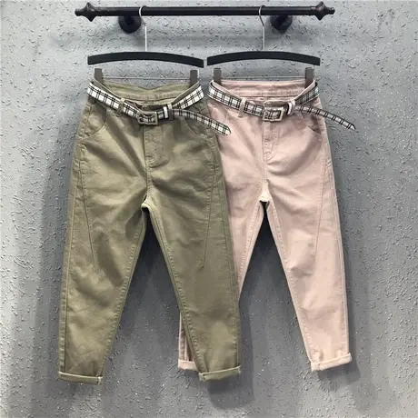 艾天丽休闲百搭牛仔垮裤长裤女春秋新款个性欧洲站宽松显瘦哈伦裤图片