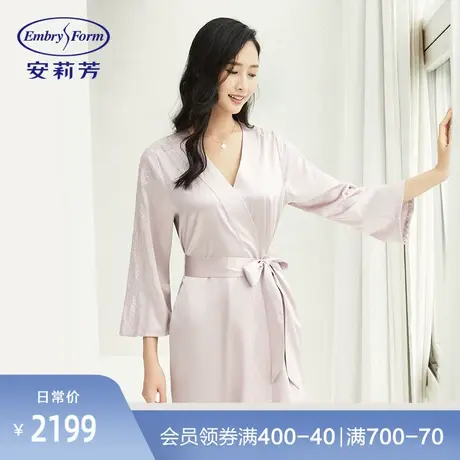 安莉芳专柜桑蚕丝和服系带睡袍女蕾丝九分袖家居睡衣EL00310图片